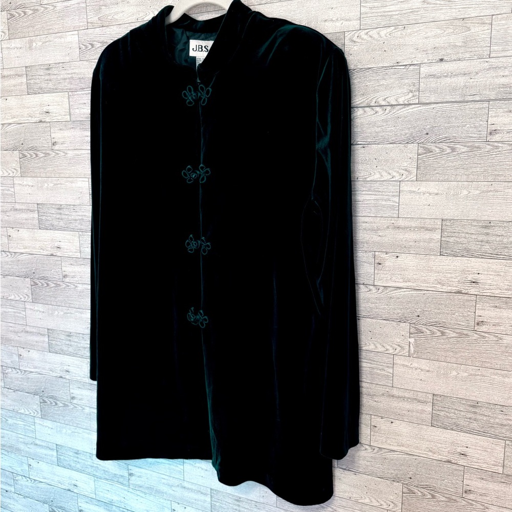 Vintage JBS LTD Jacket Womens Velvet Velour Emerald Green Sz-16 Shoulder Pads - Picture 8 of 14